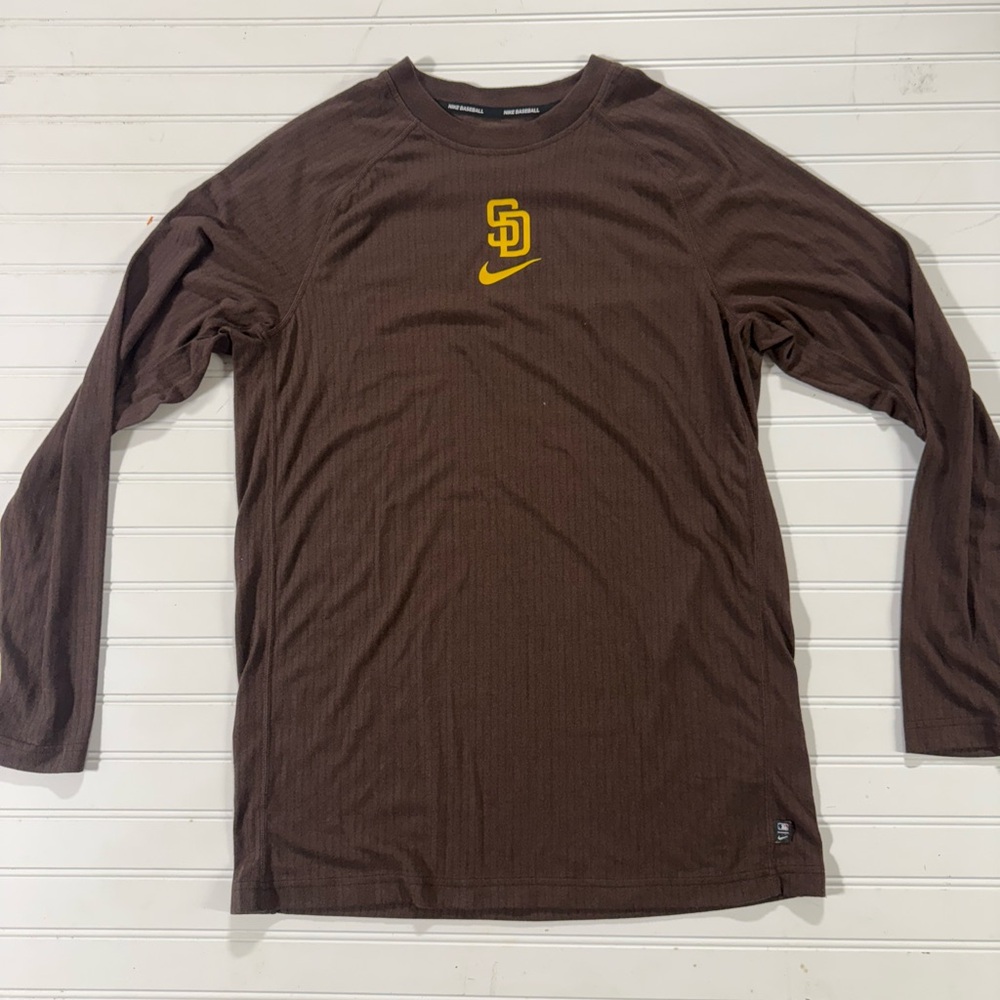 San Diego Padres Nike Brown Long Sleeve Shirt with Yellow Logo